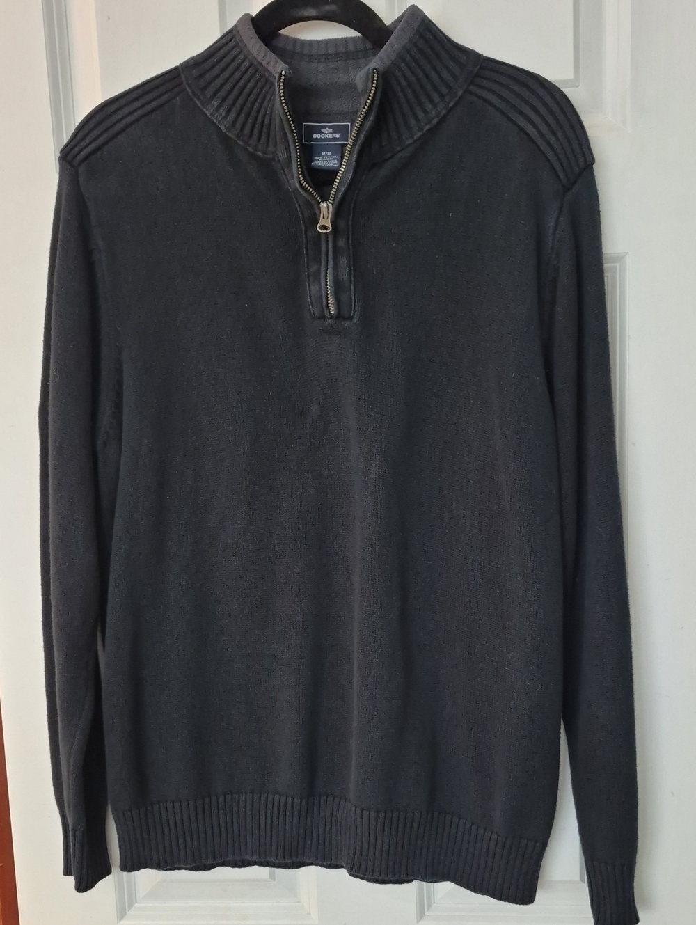 Dockers Men's Black Half-Zip Ribbed Collar Pullover Sweater